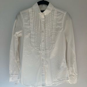 J. Crew White Tuxedo Blouse